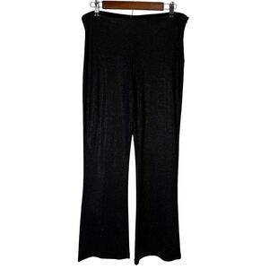 Black Market Metallic Silver Dot Black Flare Pants Side Zip Women's Medium